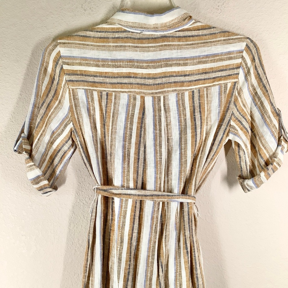 Anthropologie DREW Linen Shirt Dress XS Ollie Stripe Midi Vacation Resort Preppy - Picture 13 of 15